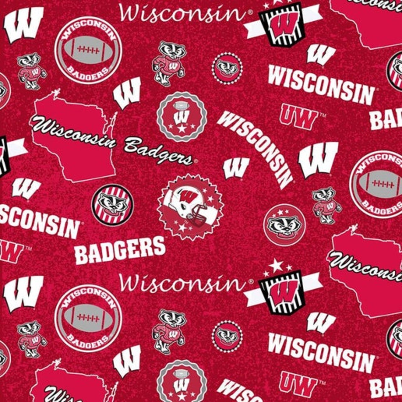 Licensed NCAA University of Wisconsin Home State WIS-1208 Cotton Fabric by the Yard